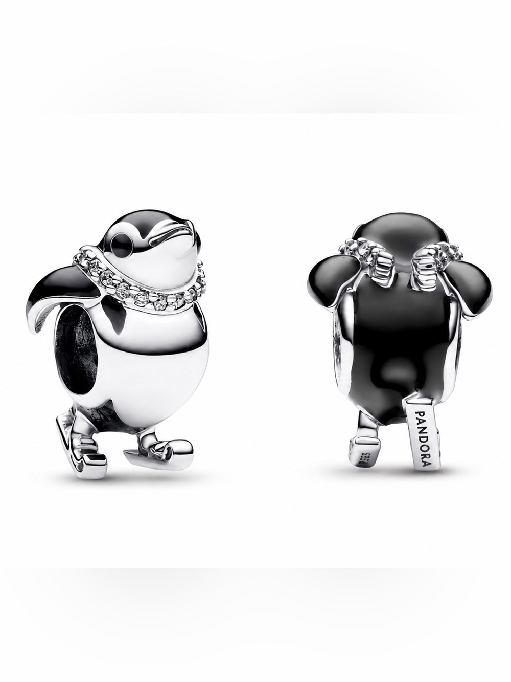 PANDORA Cubic Zirconia Skiing Penguin Charm-NEW
